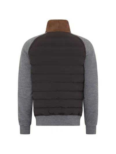 Moorer Zip-up Bomber Jacket In Brown