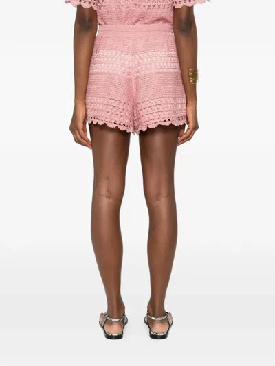 Zimmermann Wanderlust Crocheted Cotton-blend Shorts In Pink