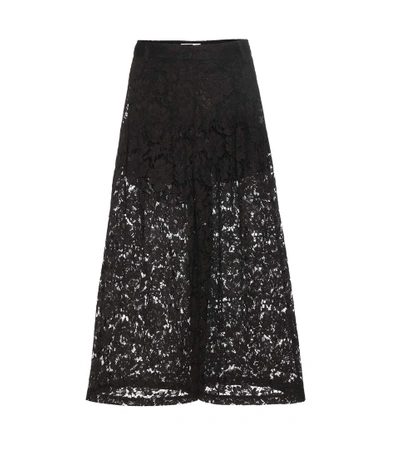 Shop Valentino Lace Culottes In Black