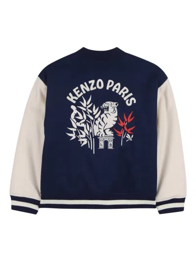 Kenzo Button-fastening Rear-graphic Jacket In Blue