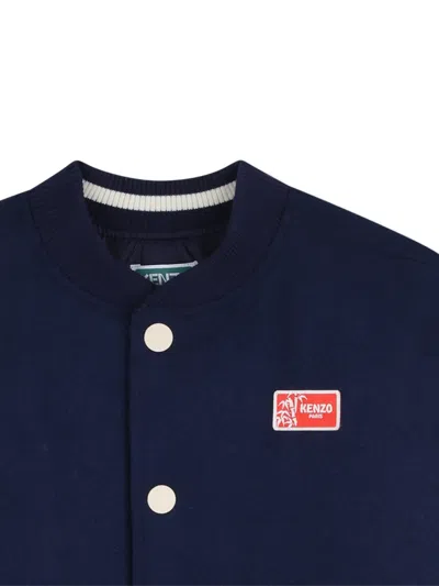 Kenzo Button-fastening Rear-graphic Jacket In Blue