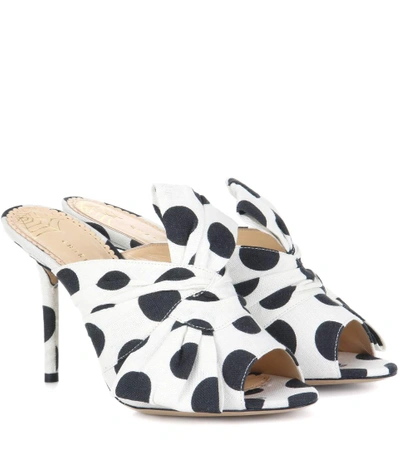 Shop Charlotte Olympia Ilona Polka-dot Mules In White Polka Dot Priet