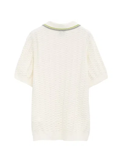 Casablanca Tennis Boucle Polo Shirt In White