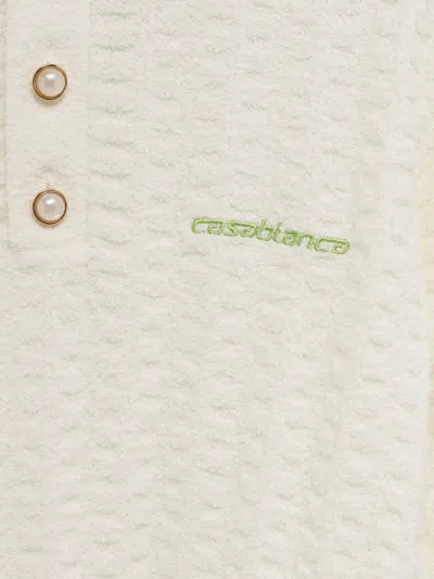 Casablanca Tennis Boucle Polo Shirt In White