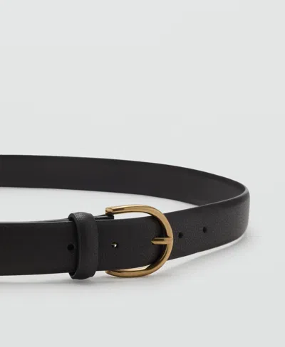 Mango Pebble Leather Belt In Black