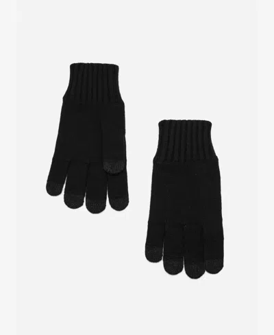 Mango Two-tone Knit Gloves In Black