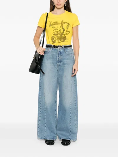 Mother Womens The Boxy Goodie Goodie Graphic-print Cotton-jersey T-shirt Little Fury In Yellow