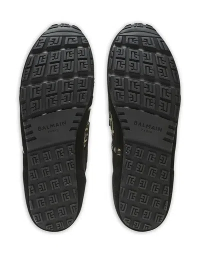 Balmain Racer 45 Monogram Jacquard Lace Up Sneakers In Black