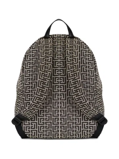 Balmain Pulse Monogram Jacquard Backpack In Brown