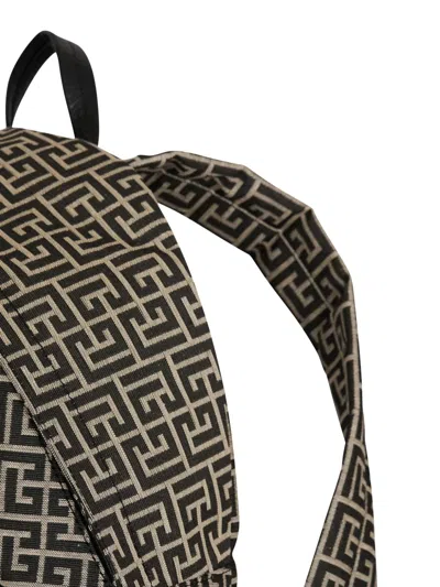 Balmain Pulse Monogram Jacquard Backpack In Brown