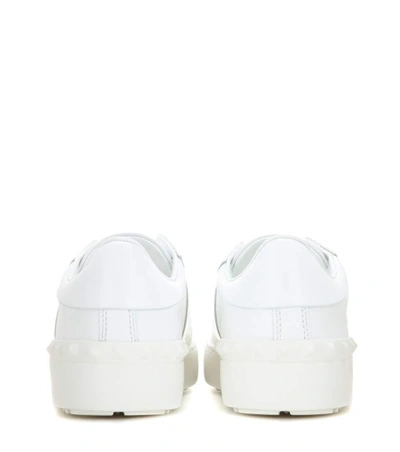 Shop Valentino Garavani Open Leather Sneakers In White