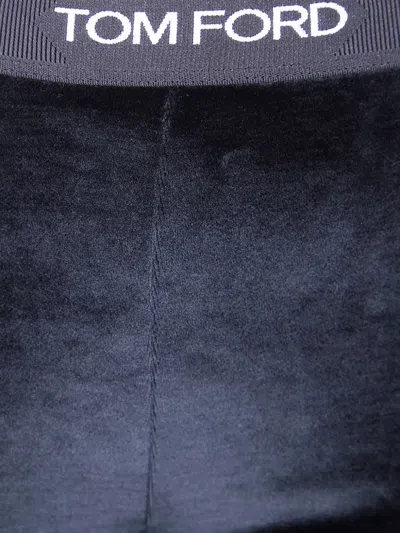 Tom Ford Black Logo Pants In Blue