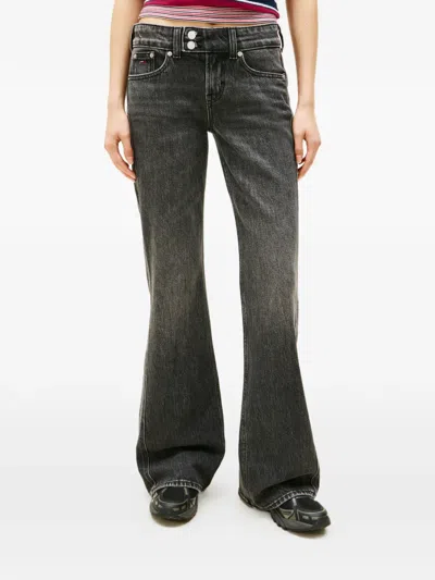 Tommy Jeans Double-button Flared Jeans In Black
