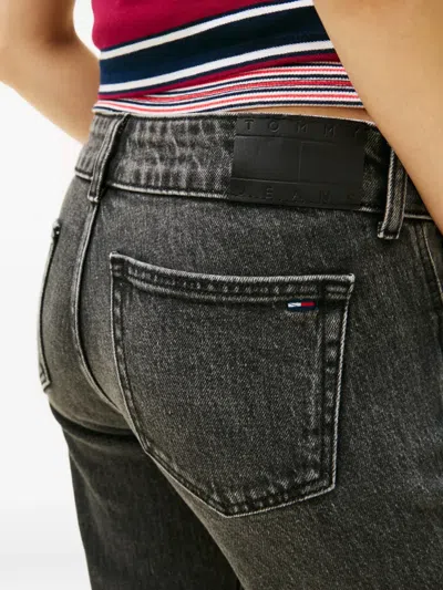 Tommy Jeans Double-button Flared Jeans In Black