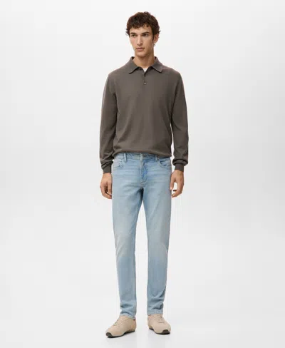 Mango Men's Jan Slim-fit Frayed Effect Jeans In Blue