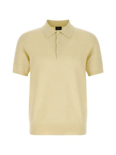 Brioni Weaving Short-sleeve Polo Shirt In Neutral