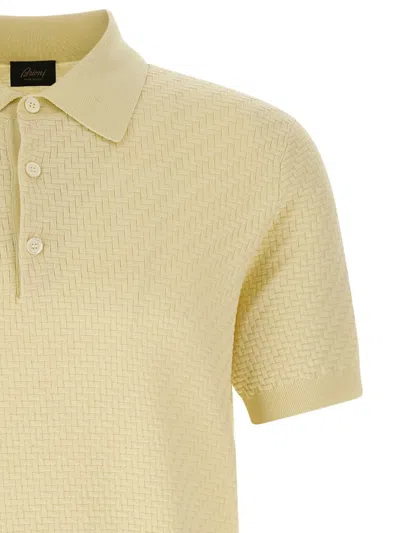 Brioni Weaving Short-sleeve Polo Shirt In Neutral