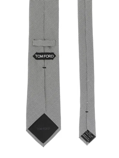 Tom Ford Silver Jacquard Pattern Tie In Gray
