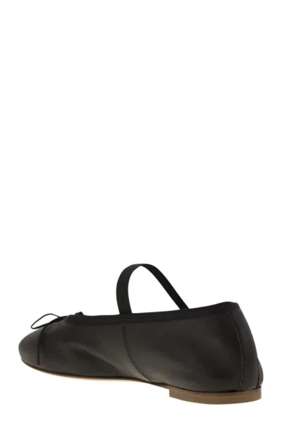 Anniel Leather Ballerina And Elastic Band In Black