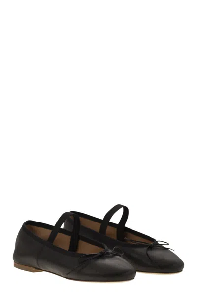 Anniel Leather Ballerina And Elastic Band In Black