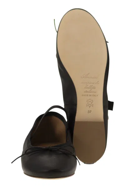 Anniel Leather Ballerina And Elastic Band In Black
