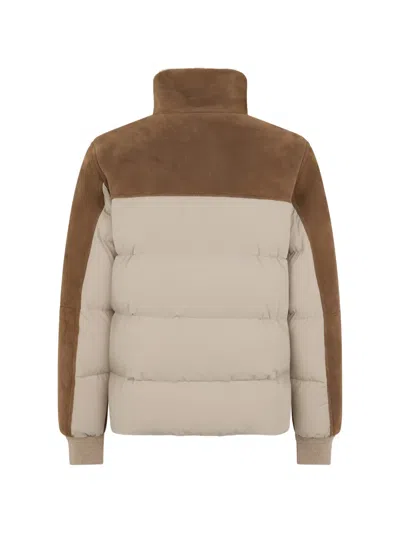 Moorer Shearling Panelled Bomber Jacket In White