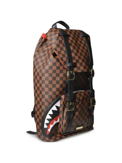 Sprayground Checkerboard Shark Backpack In Brown