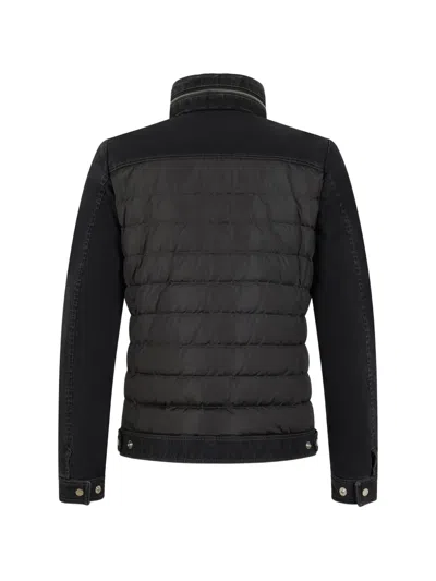 Moorer Zip-up Quilted Panel Jacket In Black