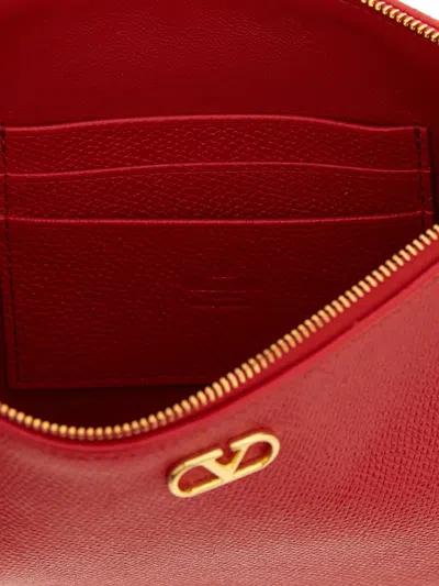 Valentino Llogo Signature Leather Clutch Bag In Red