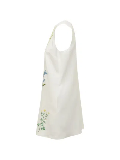 Stella Mccartney Floral Embroidered Sleeveless Mini Shift Dress In Green