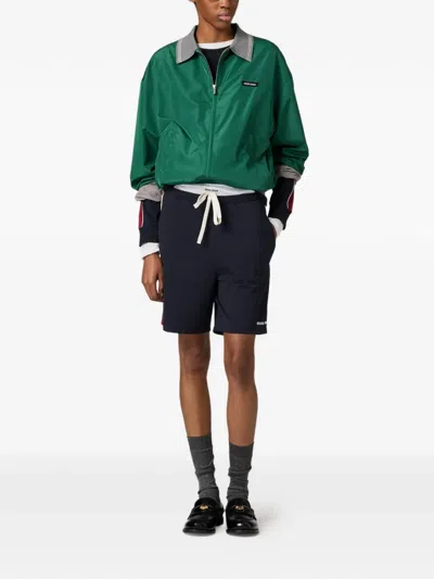 Miu Miu Technical Poplin Bomber Jacket In Green