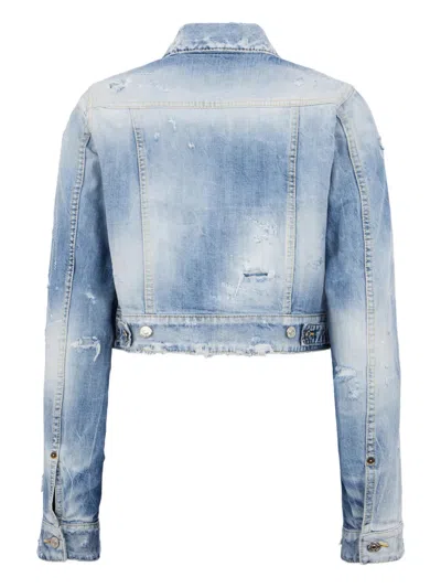 Dsquared2 Distressed-effect Denim Jacket In Blue