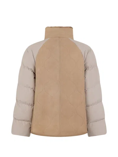 Moorer Quilted Collar Jacket In Neutral