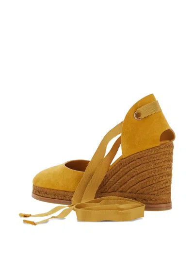Castaã±er Camilla Ribbon-tie Wedged Espadrilles In Yellow