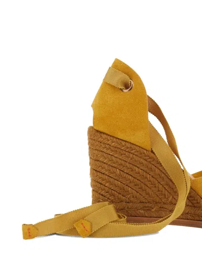 Castaã±er Camilla Ribbon-tie Wedged Espadrilles In Yellow