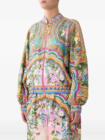 Camilla Pattern Bomber Jacket In Yellow