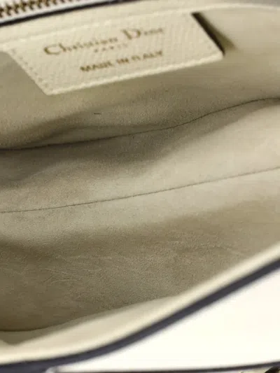 Pre-owned Dior Saddle Handbag Leather Medium Shoulder Bag In White