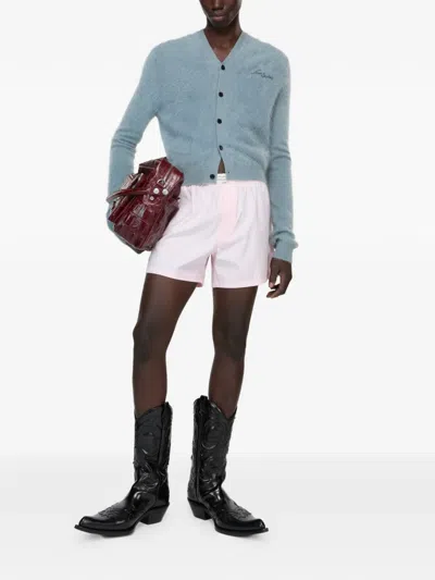 Acne Studios Elasticated Cotton Shorts In Pink