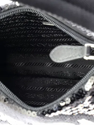 Pre-owned Prada Re-edition 2000 Sequins Mini Hobo Bag In Black