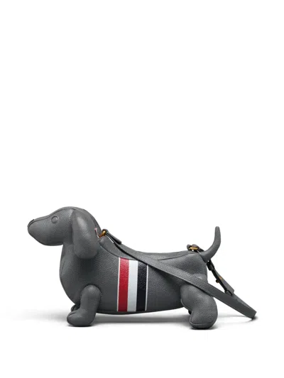 Thom Browne Pebble Full-grain Calf Leather Baby Hector Shoulder Bag In Gray