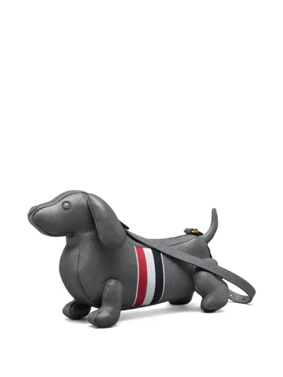 Thom Browne Pebble Full-grain Calf Leather Baby Hector Shoulder Bag In Gray