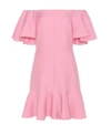 VALENTINO Virgin wool and silk crêpe off-the-shoulder dress