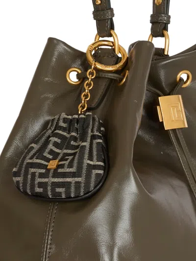 Balmain Pulse Monogram Jacquard Key Ring In Black