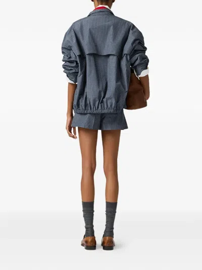 Miu Miu Checked Technical Fabric Mini Skort In Blue