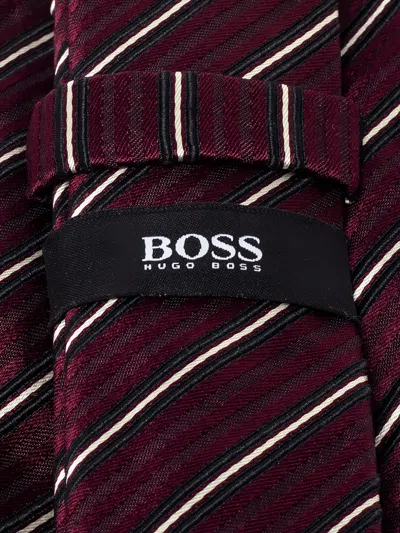 Pre-owned Hugo Boss Striped-pattern Silk Tie In Red
