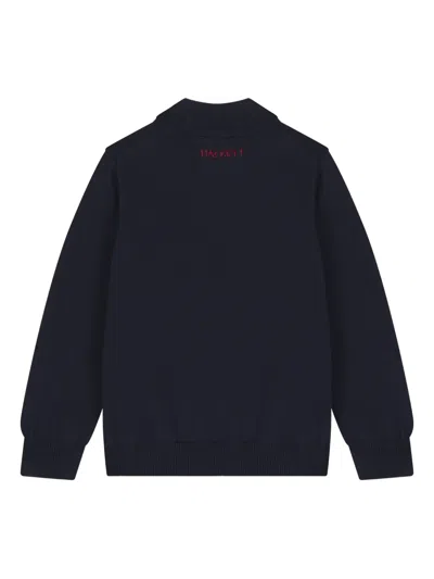 Hackett Union Jack Flag Sweater In Blue