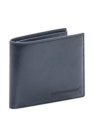 Tom Ford Logo-printed Double-fold Wallet In Blue