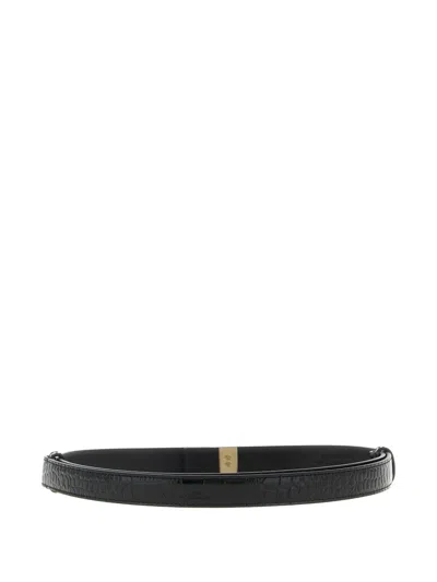 Tom Ford Croc Embossed T Shape Adjustable Belt In Brown