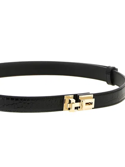 Tom Ford Croc Embossed T Shape Adjustable Belt In Brown