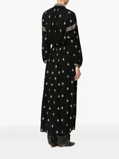 Isabel Marant Rodilia Silk Long Dress In Black